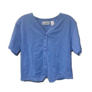 Y2K Tag L.L. Bean Blue Button Up T-shirt Size Small